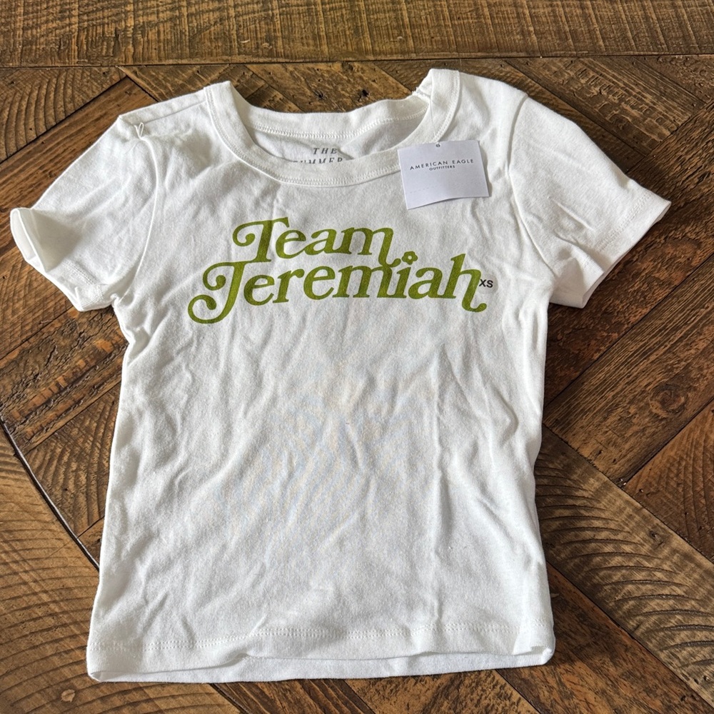 American Eagle Outfitters White Team Jeremiah T-Shirt